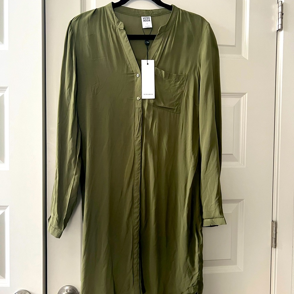 Army green shirt dress